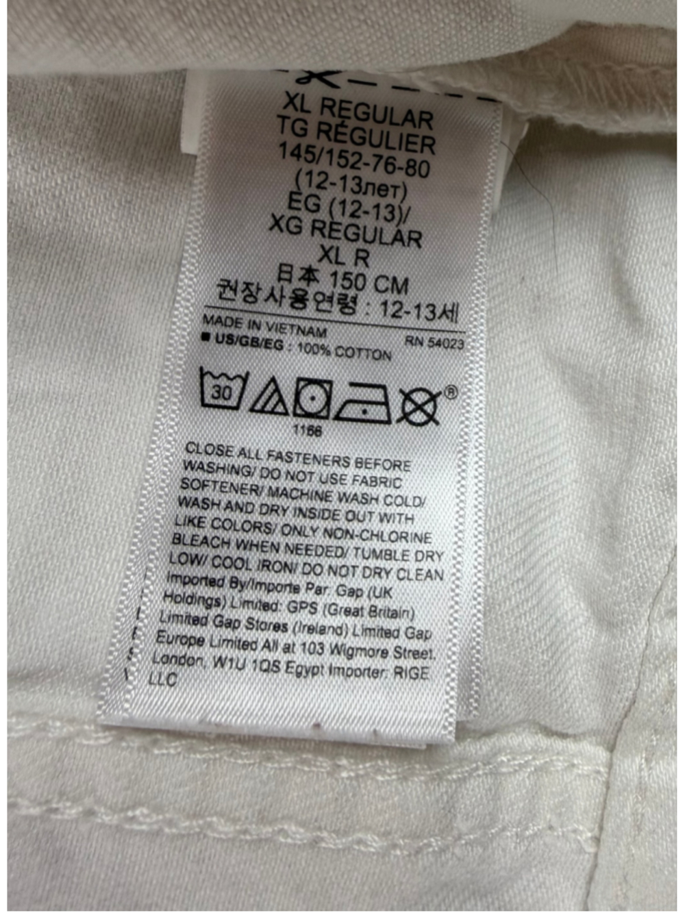 Gap Kids Denim Trucker Jean Jacket White Size Girls XL (12-13) Classic Button - Picture 4 of 5